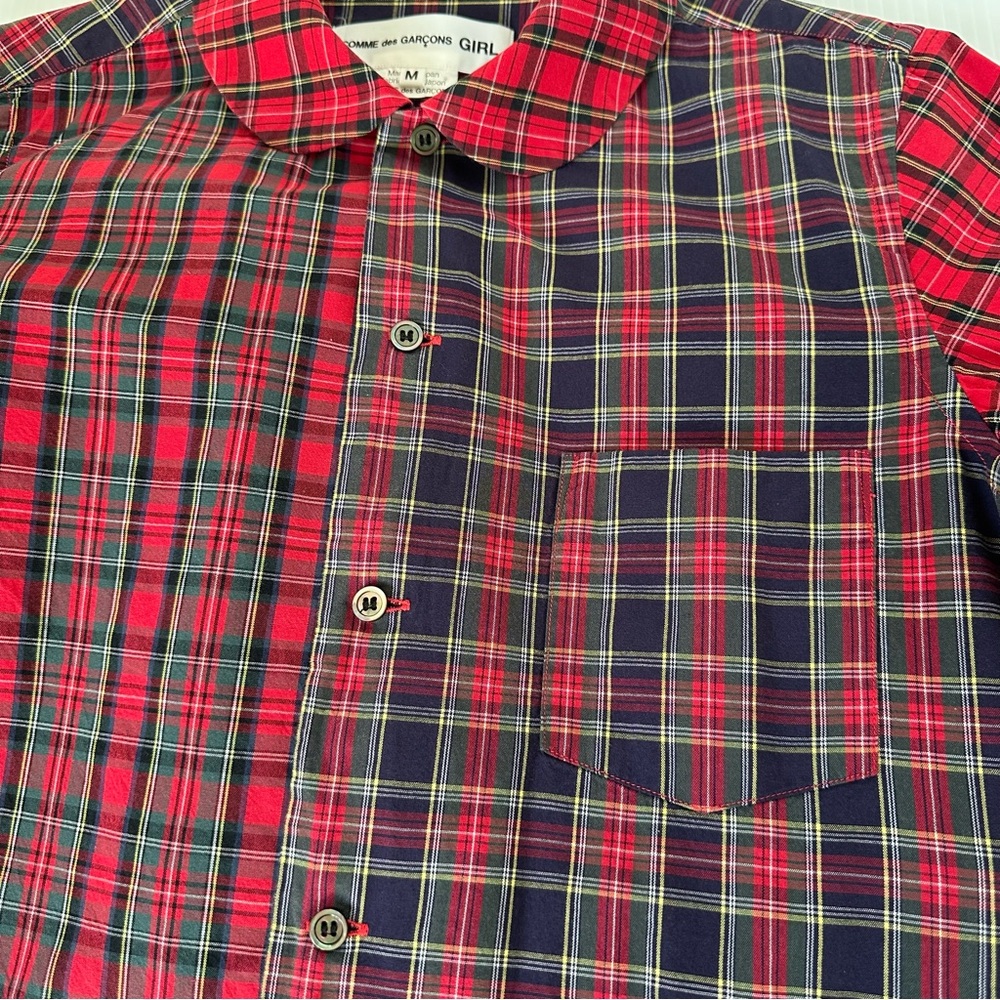 Authentic Comme des Garcons Girl Red Tartan Round Collar Shirt, M - Picture 10 of 10